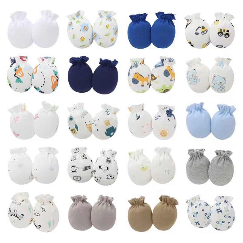 20 Pairs Baby Anti Scratch Soft Cotton Gloves Newborn Face Protection Handguard No Scratch Gloves Infant Bath Supplies