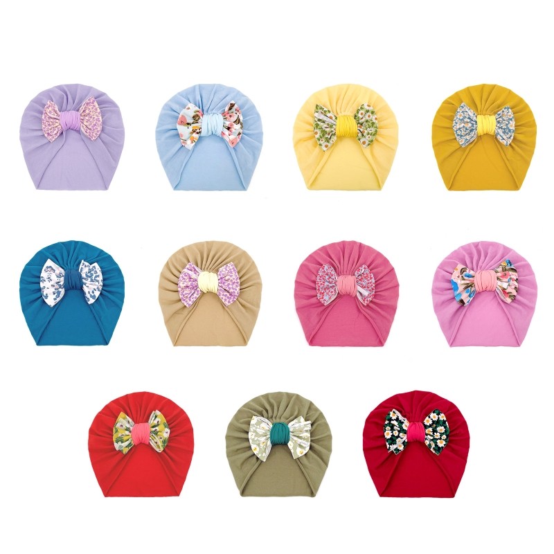 Baby Hat Bows Knot Hat Floral Bowknot Knit Newborn Bonnet Headwear