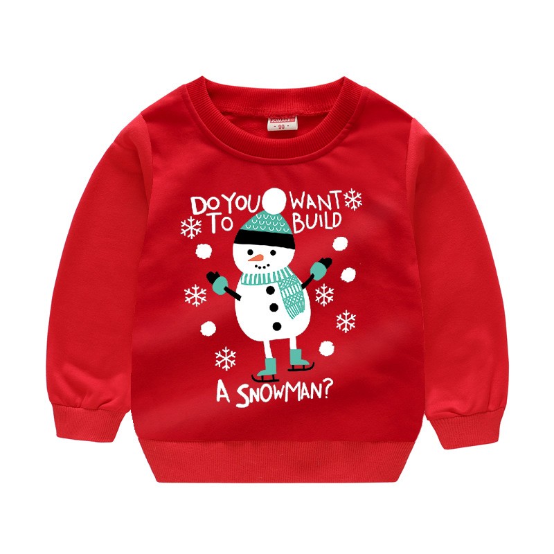 Christmas Children's Clothing Boys Girls Sweater Long Sleeve Sweatshirts Pullover Tops Cartoon Santa Snowman Print