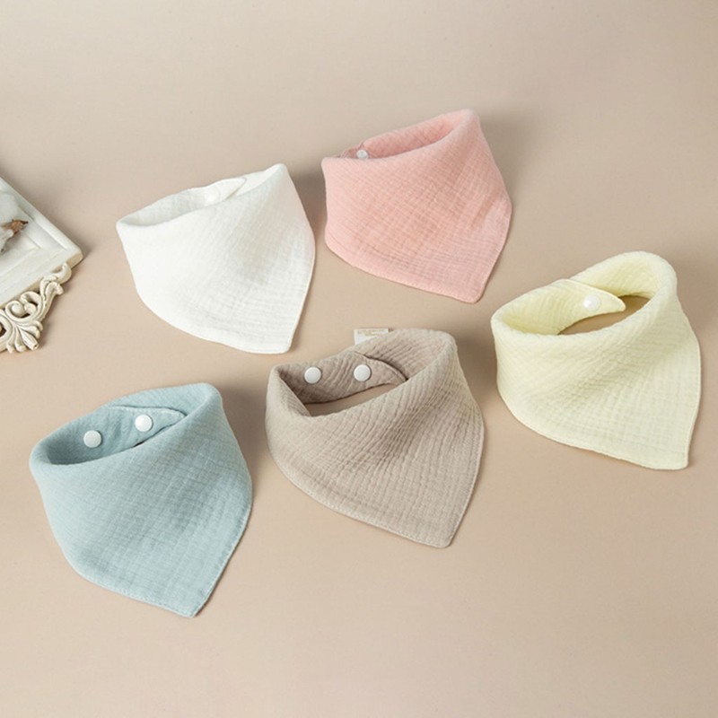 Baby Bibs Gauze Cotton Newborn Scarf Snap Button Soft Triangle Saliva Towel