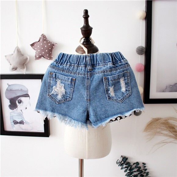 Dropshipping 2-7Y 2022 Baby Girl Summer Ripped Jeans Kids Denim Shorts For Kids Short Trousers