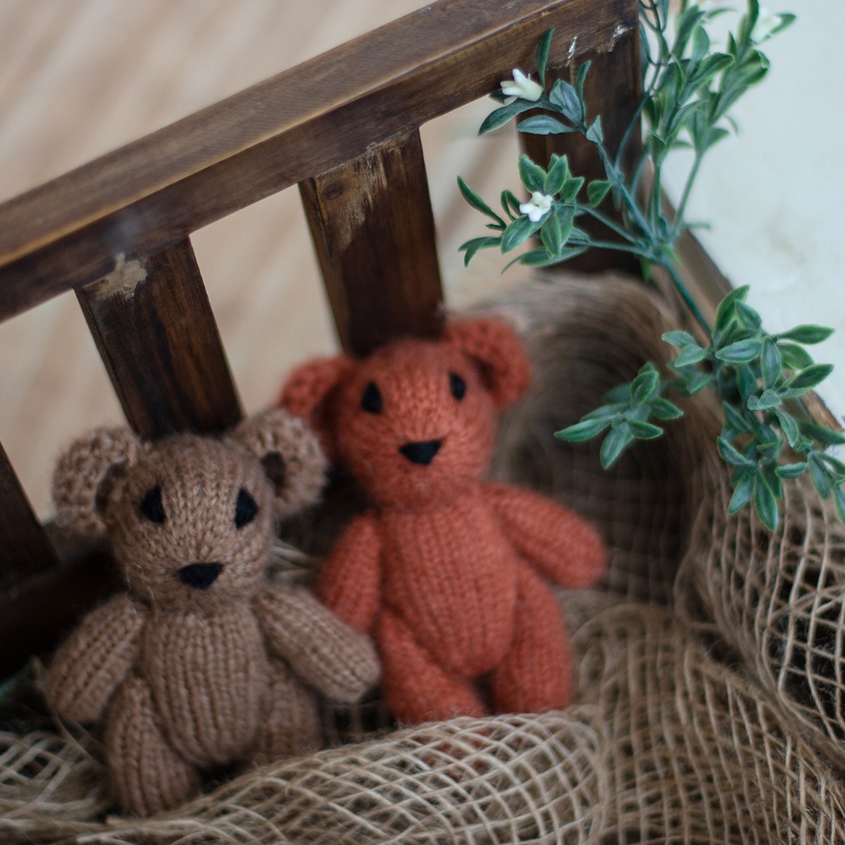 Newborn Teddy Bear Knit Mohair Animal Stuffer Photography Props Crochet Baby Photo Shoot