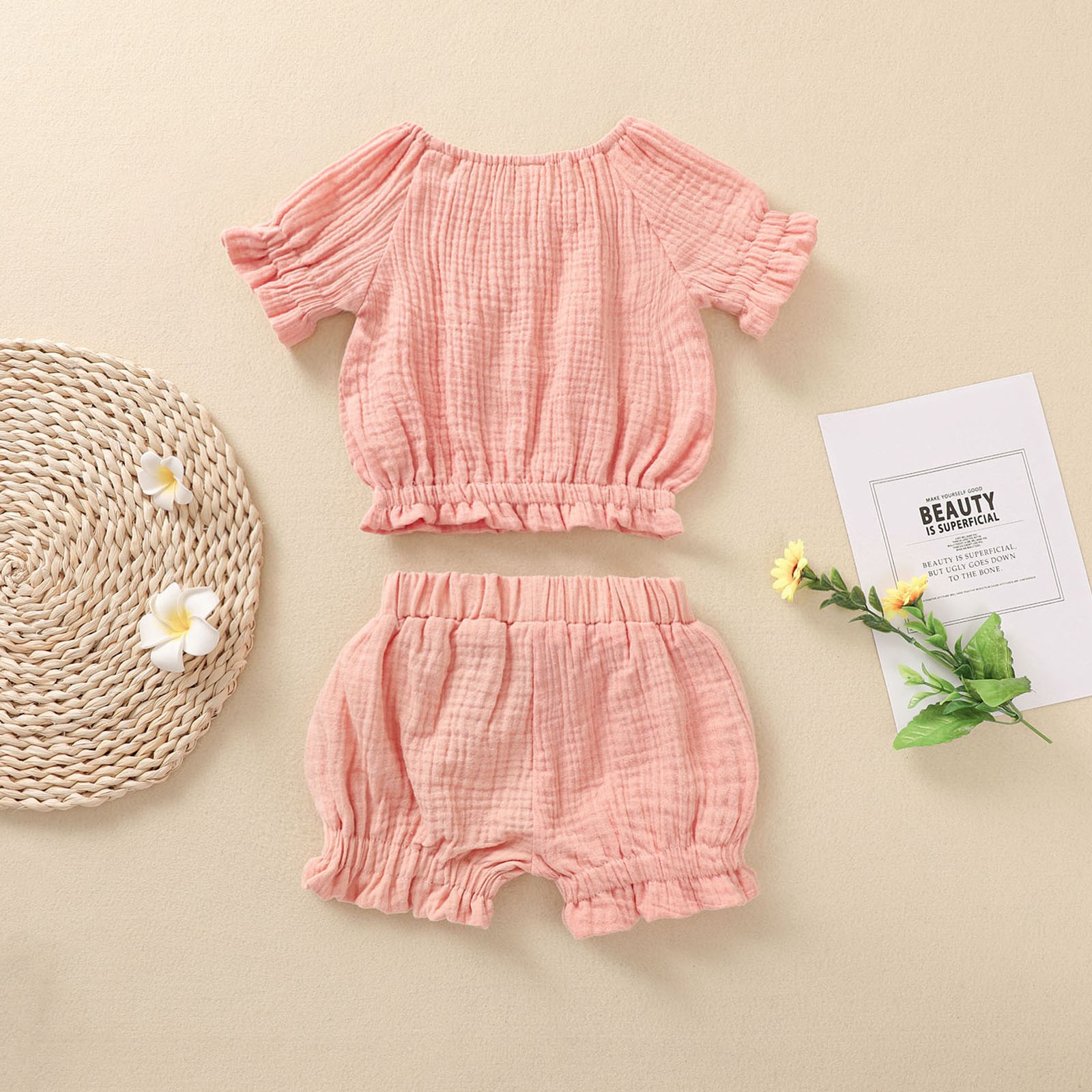 Ma & Baby 6M-3Y Summer Toddler Newborn Infant Baby Girl Clothes Set Ruffles T Shirt Shorts Soft Outfit Clothes Costumes