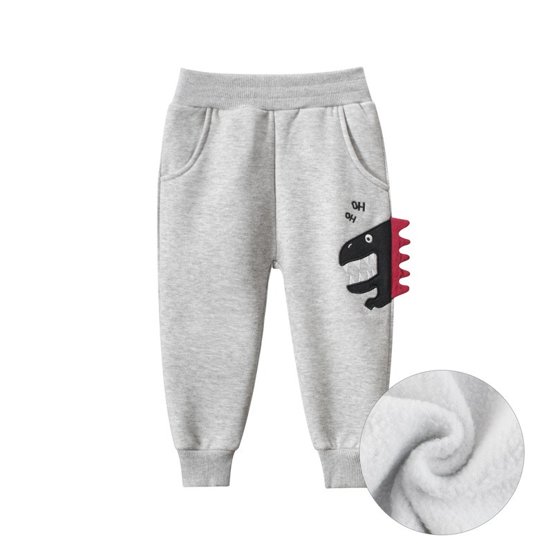 Autumn Winter Kids Pants Cartoon Dinosaur Warm Cotton Boys Jogger Pants Children Sweatpants