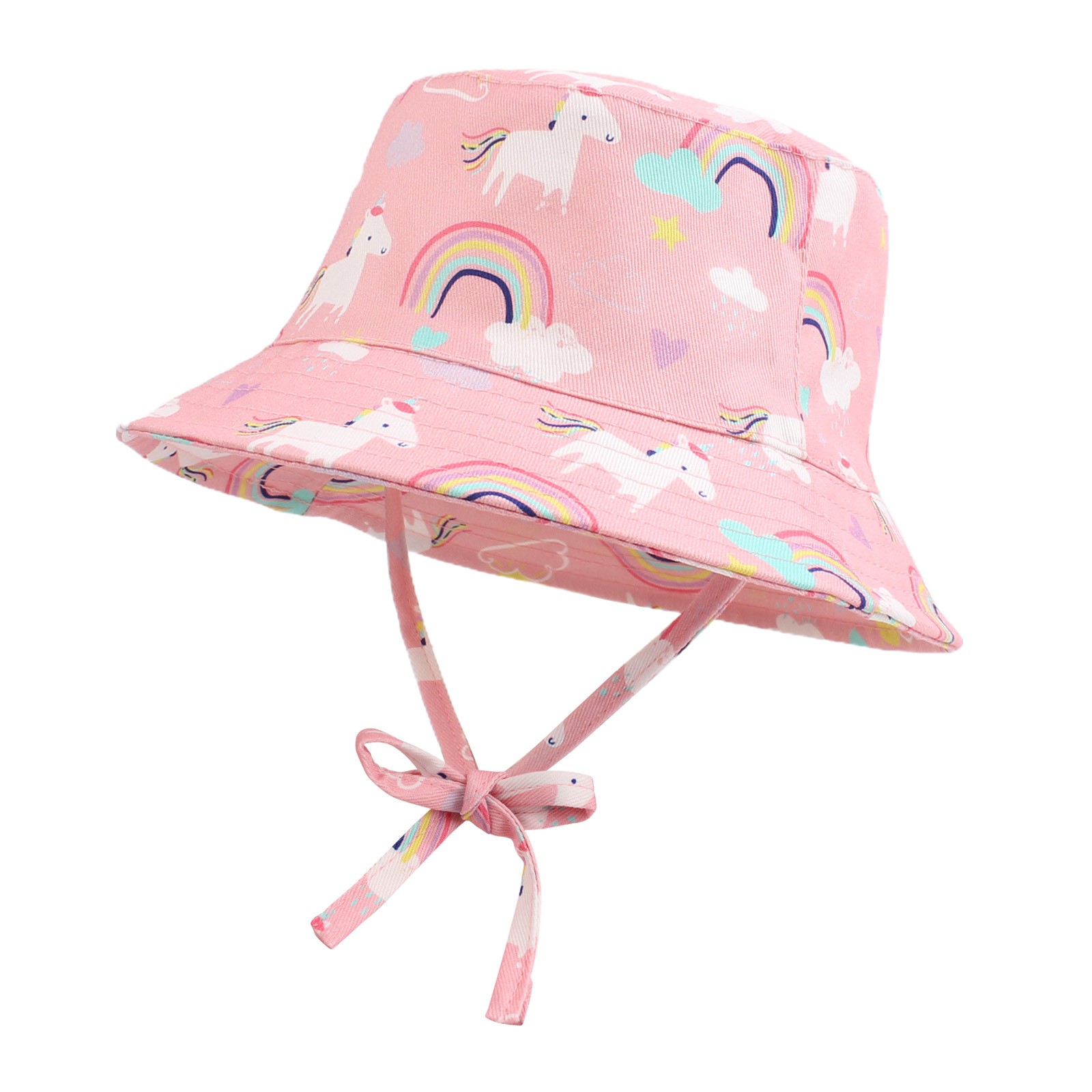 Spring Summer Children's Sunshade Bucket Cap Colorful Big Brimmed Baby Cotton Casual Hat