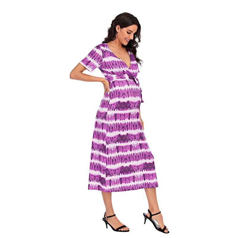 Moms Cotton Striped Summer Spring Skirt Maternity Dress for Pregnant Woman Maternity Dress Breastfeeding