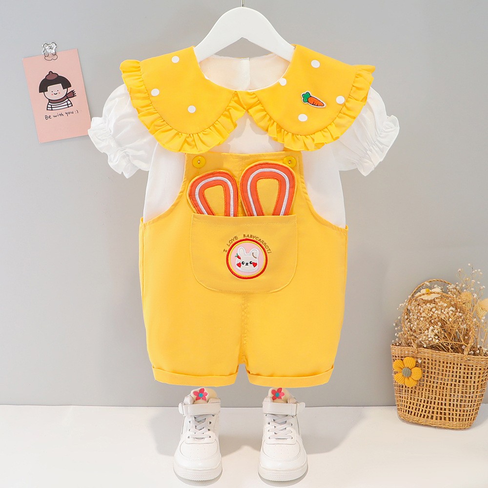 2022 Summer Fashion Cute Baby Girls Clothing Sets Baby Boy Casual Clothes T-shirt Rabbit Overalls Children Kids Clothes