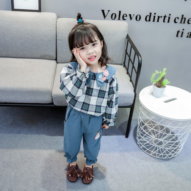 Baby Girls Clothes Sets Kids 2022 Fashion Infant Spring Autumn Sweet 2pcs Print Clothes Doll Collar Tops+Pants Baby Suits