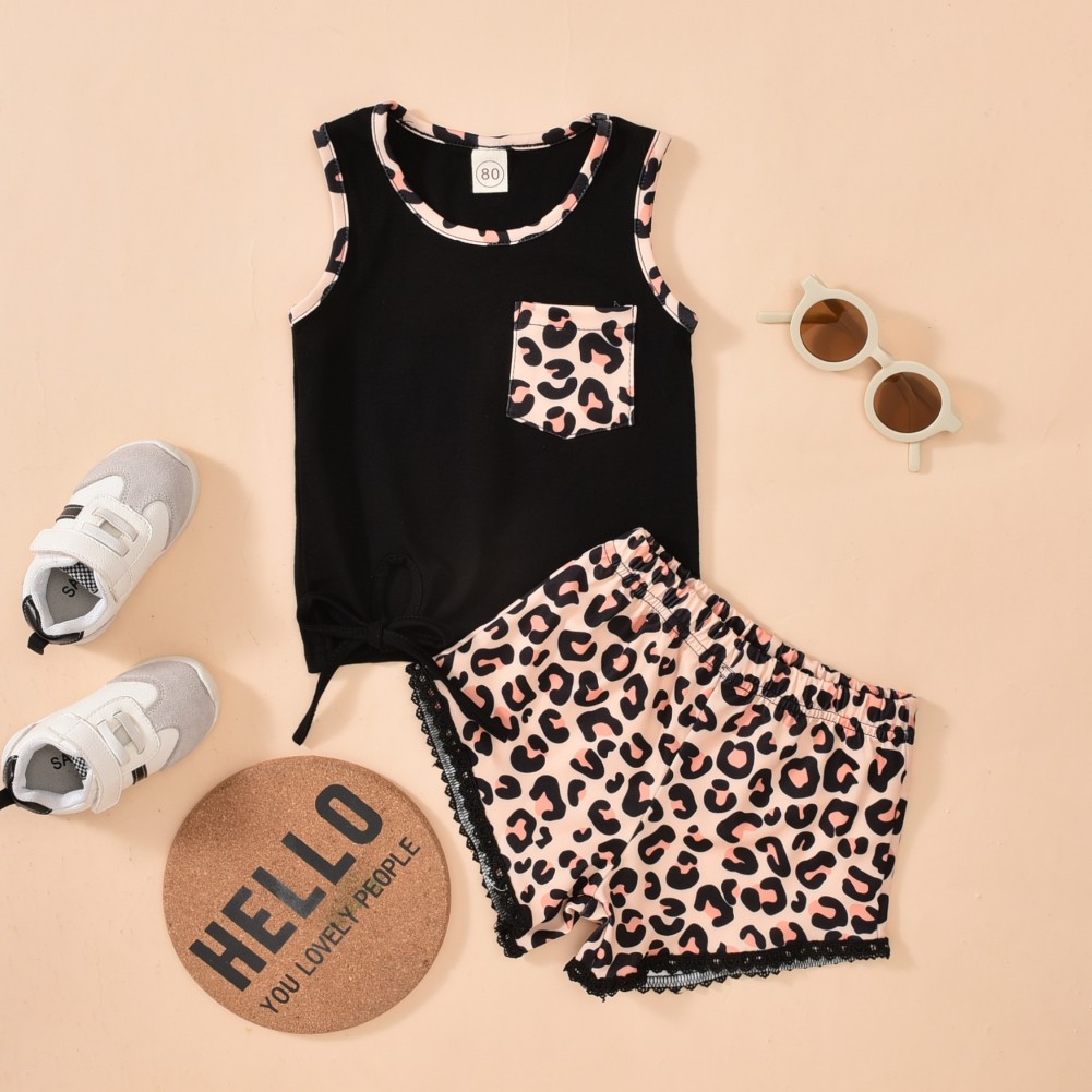 Summer Casual Cool Suits Home Wear 1-4 Years Kids Girl Clothes Set Girls Tracksuit Outfit Sleeveless Tank Top Shorts Set