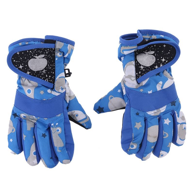 Snowboarding Gloves Winter Waterproof Warm Gloves Kids Full Finger Gloves Strap For Sports Skiing Cycling