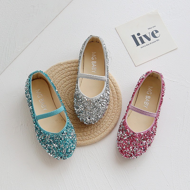 Fashion sequins leather girls princess shoes crystal dance children's shoes spring and autumn new soft sole baby boy kids shoes