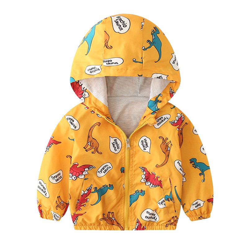 Spring Autumn Kids Clothes Boys Jackets Children Hooded Zipper Windbreaker Toddler Boys Car Dinosaur Waterproof Hoodies for Boys