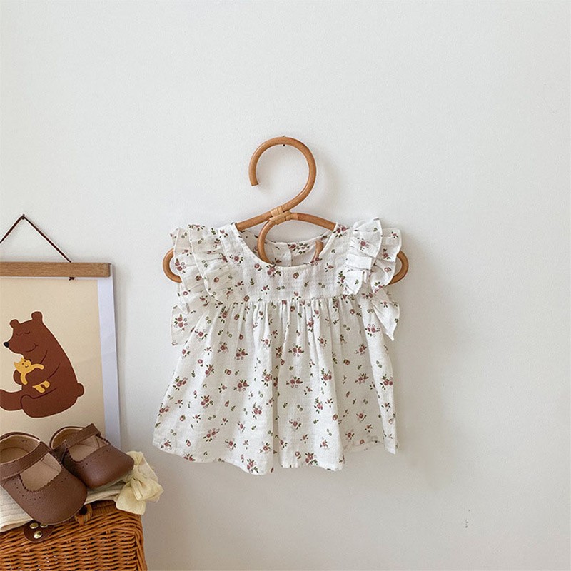 Korean Floral Children Dresses For 0-3Y Summer Cotton Girl Dress Toddler Sweet Princess Dress Toddler Baby Girl Clothes