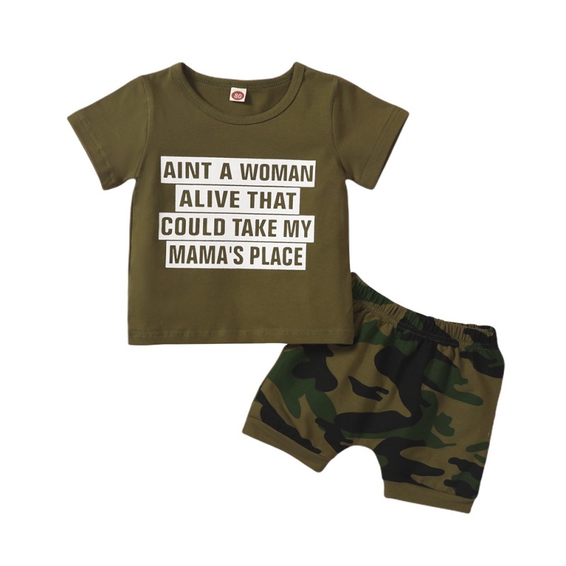 Summer Children Boy Letter Print T-shirt + Shorts Set Summer Camouflage Kids Boys Clothes Sets Baby Sets 1-3 Years For Baby