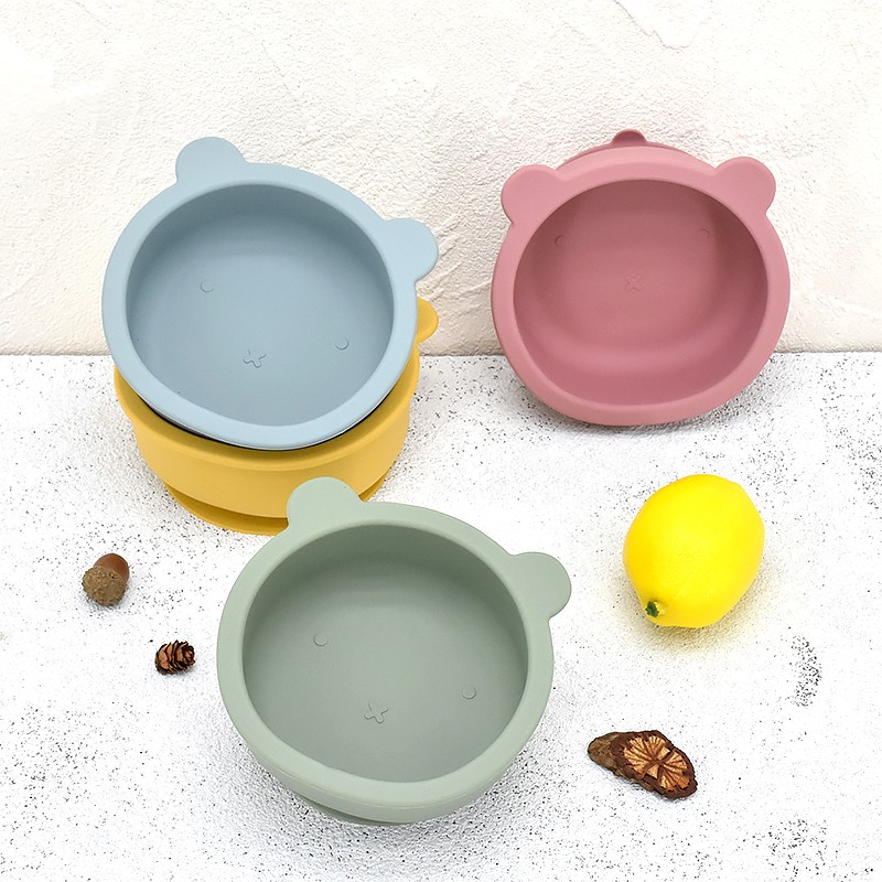 Waterproof Non-slip Silicone Tableware Baby Kitchen Bowl BPA Free Baby Silicone Bowl Feeding Lovely Lion Shaped Tableware