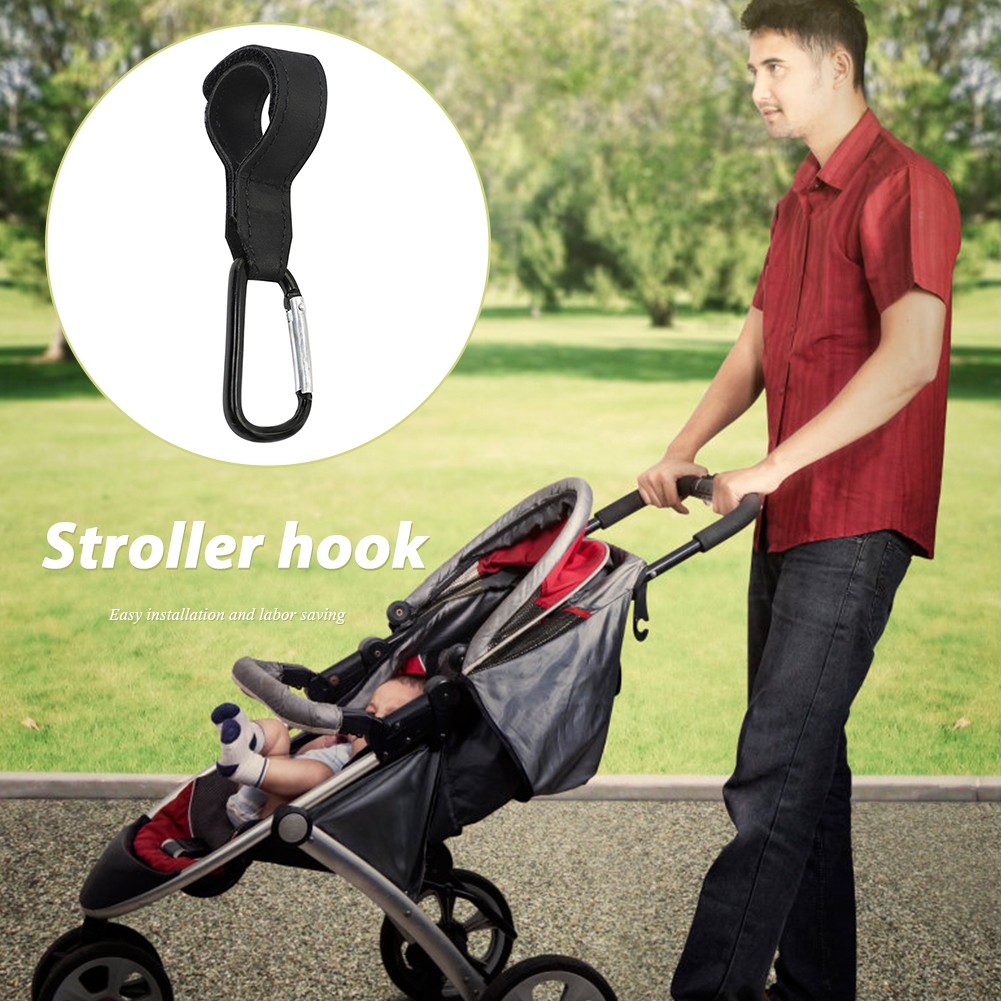 1/2pcs Baby Stroller Bag Hooks PU Leather Non-slip Hanger Wheelchair Organizer Bag Buckle Stroller Bag Hooks Baby Stroller Seat Accessories