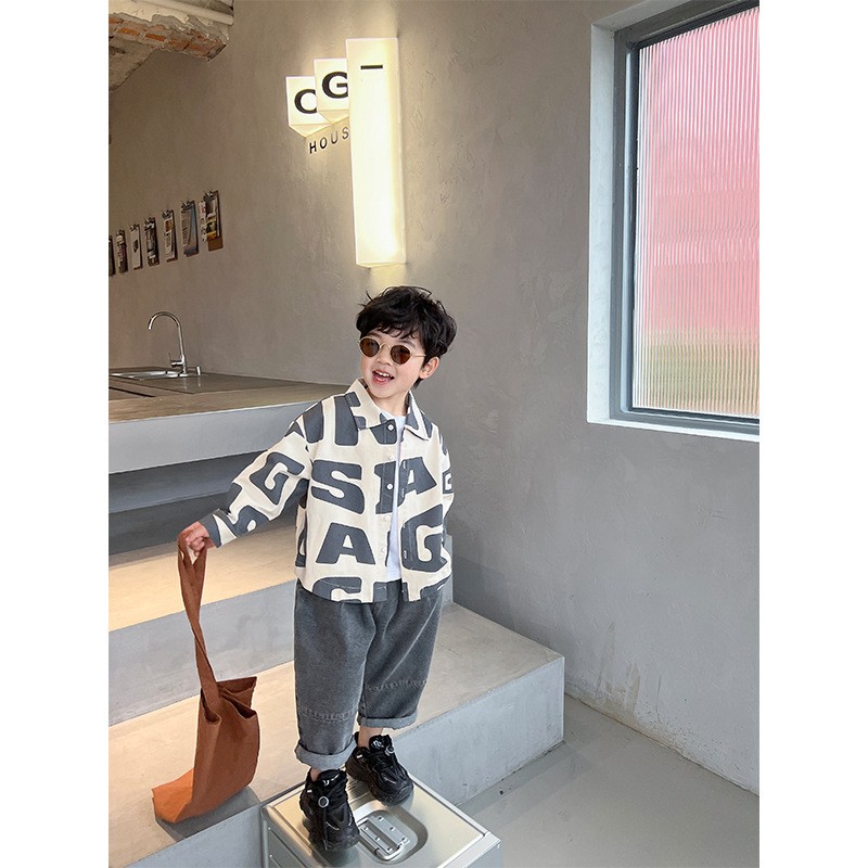 Spring 2022 Little Boy High Quality Print Shirt Baby Boys Clothes 2-24