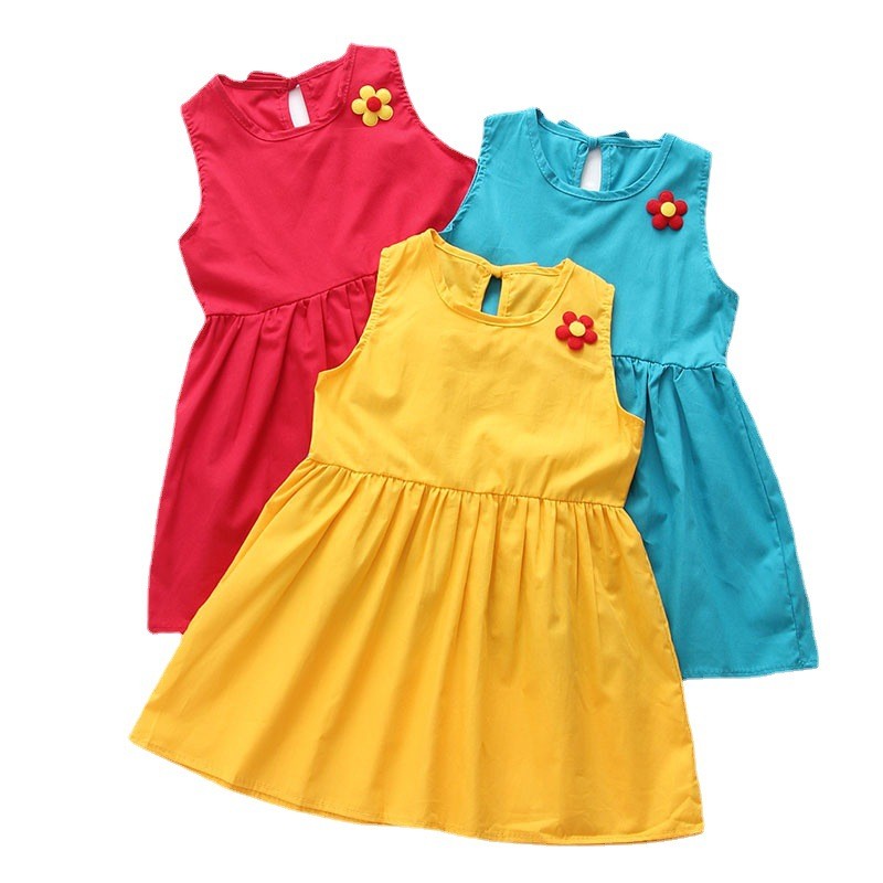 2022 Summer Kids Sleeveless Dresses for Little Girls Dress for Wedding Party Baby Girl Casual Clothes Children Princess Vestidos