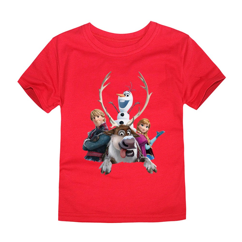 Disney Cartoon T-shirt for Boys Teens Children Summer Tops Girls Frozen Tees Anna and Elsa Cosplay T-shirt Olaf T-shirt