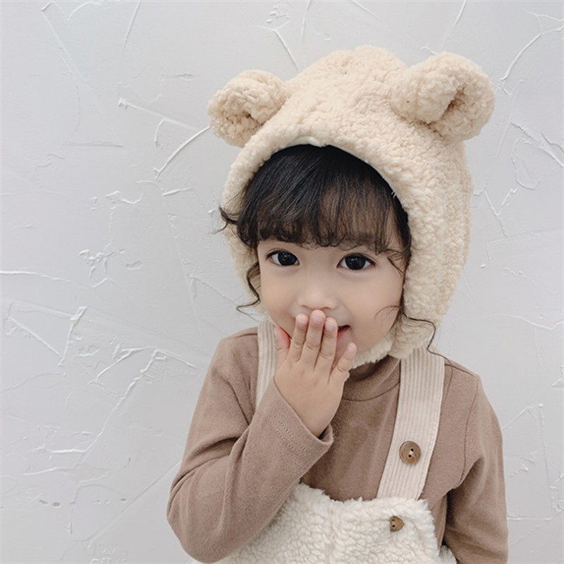 Winter Kids Bunny Hat Cute Plush Warm Baby Hat For Boy Girl Imitation Lamb Wool Baby Bonnet Infant Cap Kids Hat 1-3 Years