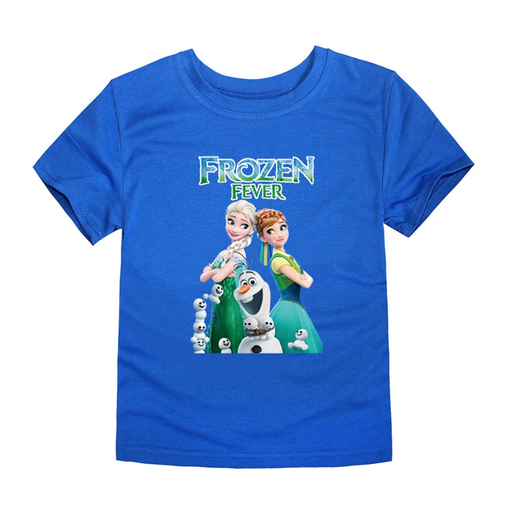 Disney Girls Frozen T-shirt Anna and Elsa Sister Cartoon Tops Teenagers Girls Tees Summer Children Clothes Disney T-shirt for Boys