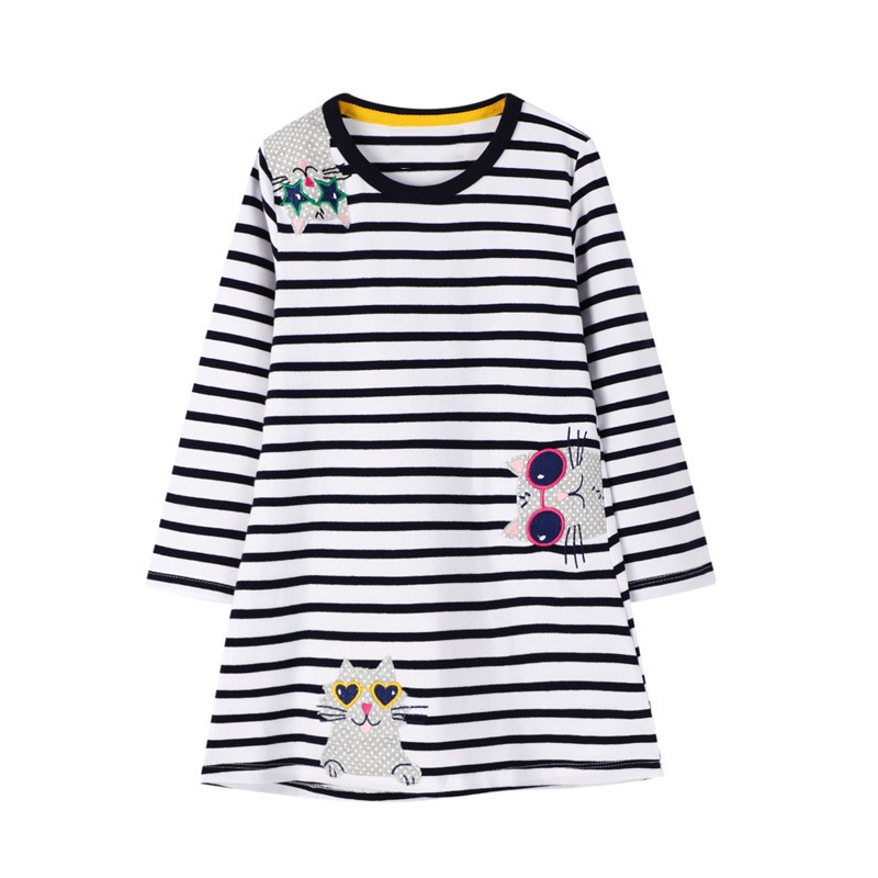 Little maven baby girls long sleeve shirt lovely cat lined cotton children's soft and comfortable casual clothes for kids 2-7 years