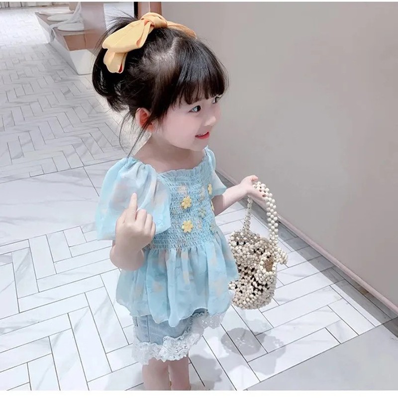 Girls Blouse Summer 2022 Children's T-shirt Girl Short Sleeve Floral Tops T-shirt Kids Fashion Baby Princess Clothes