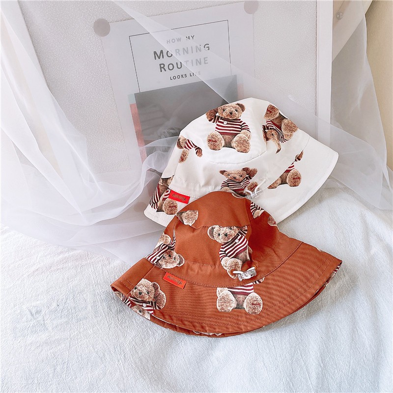 MILANCEL 2021 autumn new children's hats Korean cartoon bear fisherman hat children's thin