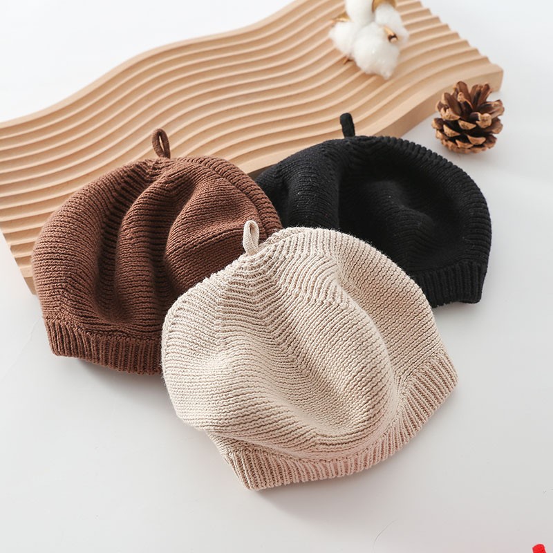 MILANCEL 2021 Autumn New Baby Hat Knitting Hats Cotton Girls Beanie Solid Cap Newbron Korean Girls Hat