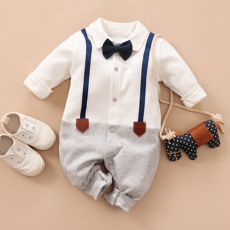 Baby Boy Clothes Baby Jumpsuit Autumn Backpack Long Sleeve Baby Ha Yi Korean Version Gentleman Newborn Crawling Suit Baby Clothes