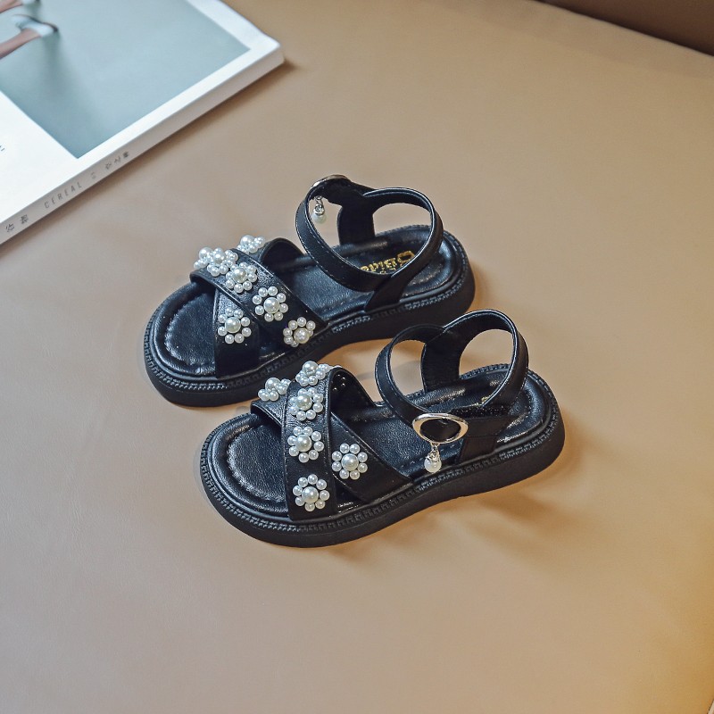 Children Beach Shoes Toddler Wholesale Pearl Flower Shoes 2022 Baby Summer Girl New Open Toed Sandals Cuhk Baby Lady Cute Sandals