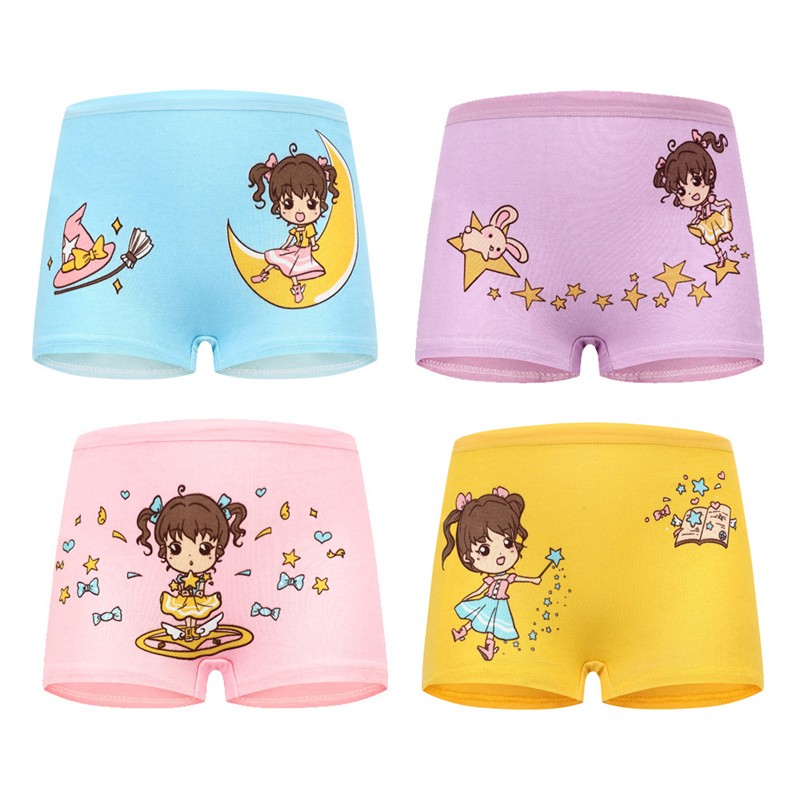 12pcs/lot Design Soft Cotton Girls Panties Cartoon Children Girls Underwear Toddler Kids Boxer Panties Breathable Teenage Briefs