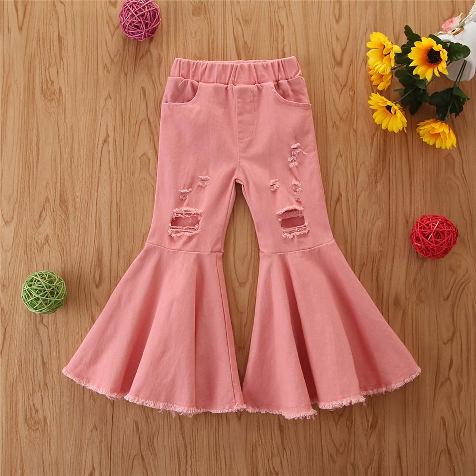 Spring All-match Girls Jeans Trumpet Elastic Waist Flared Pants Children Trousers Bell bottomed Jeans For Girl Clothing 2-7Years