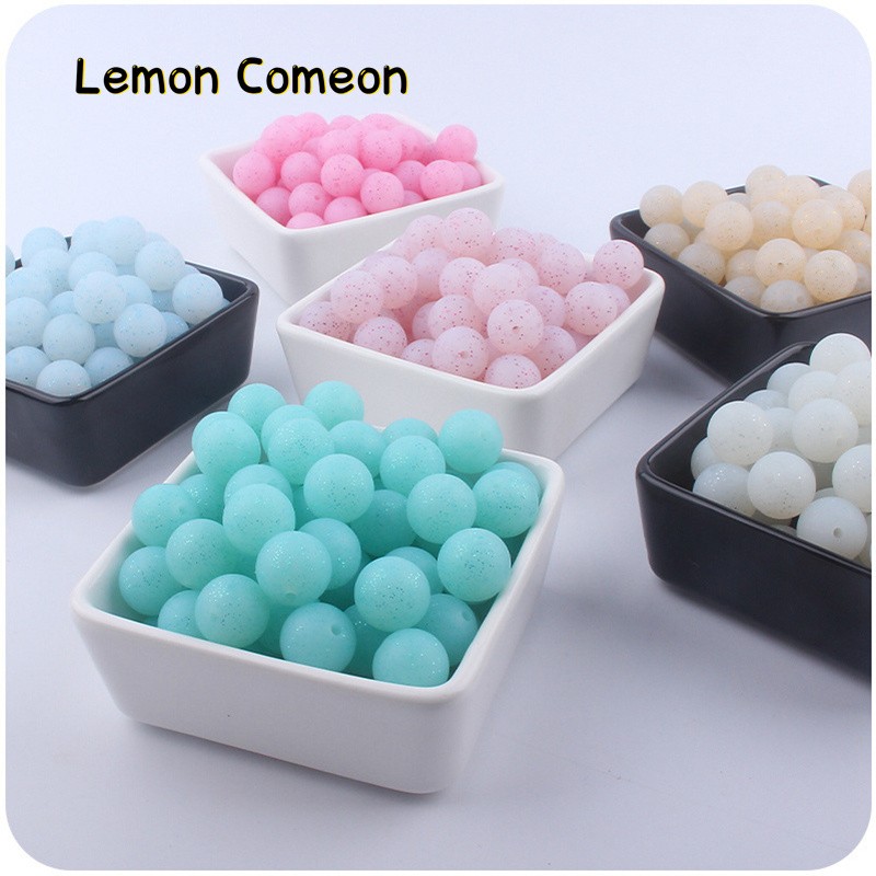 100pcs 12/15mm Baby Silicone Beads Round Pearl Ball Food Grade Silicone Pacifier Chain Teether Toys Accessories