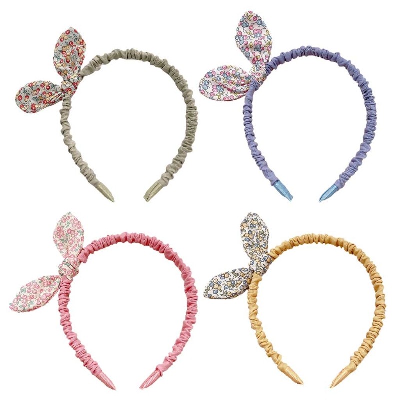 1PC Cute Kids Lovely Cloth Floral Printed Hair Hoop Small Fresh Style Fashion Baby Girls Rabbit Ears Bowknot Headband