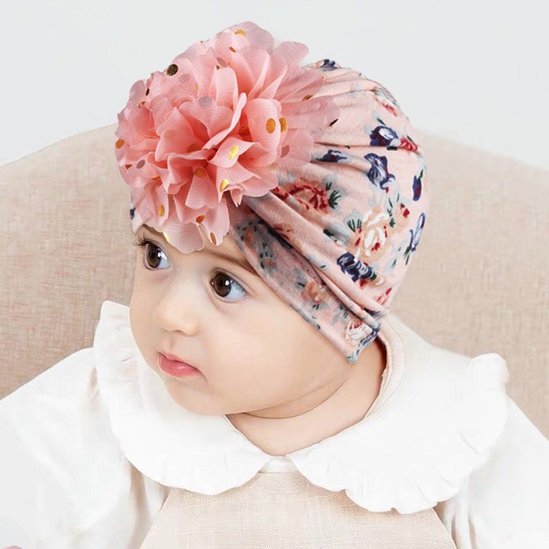 Baby Headband Spring Flower Baby Girls Hat for Newborn Soft Cotton Boys Girls Turban Hat Infant Baby Hat Head Wraps