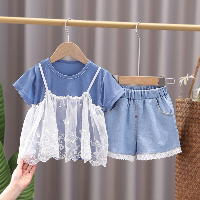 New summer baby clothes suit children girls fashion cute shirt shorts 2pcs/sets baby costume cotton casual kids sportswear