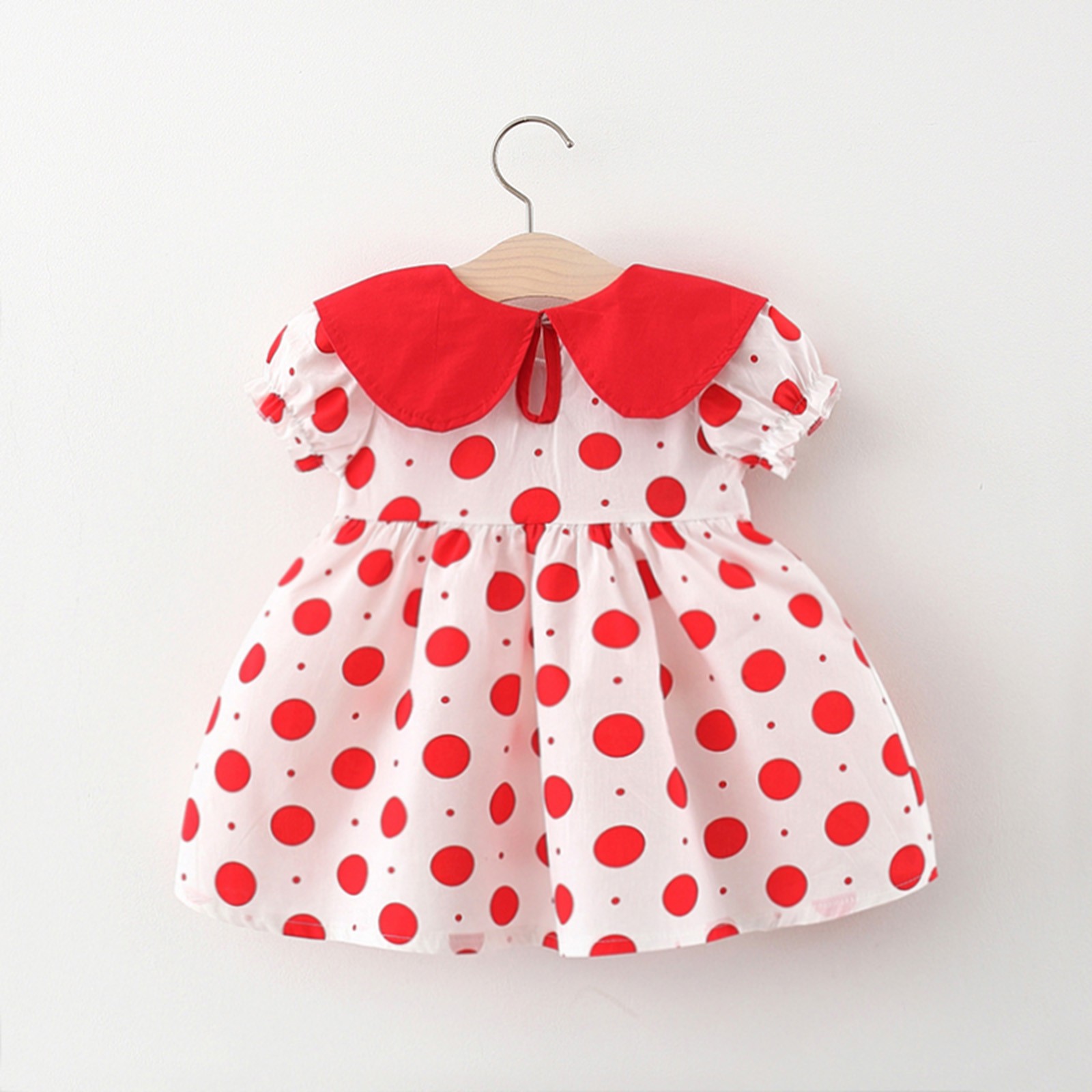 Infant Baby Girls Dresses Short Sleeve Summer Dot Printed Princess Dress Toddler Newborn A-Line Dress Holiday Party Dress