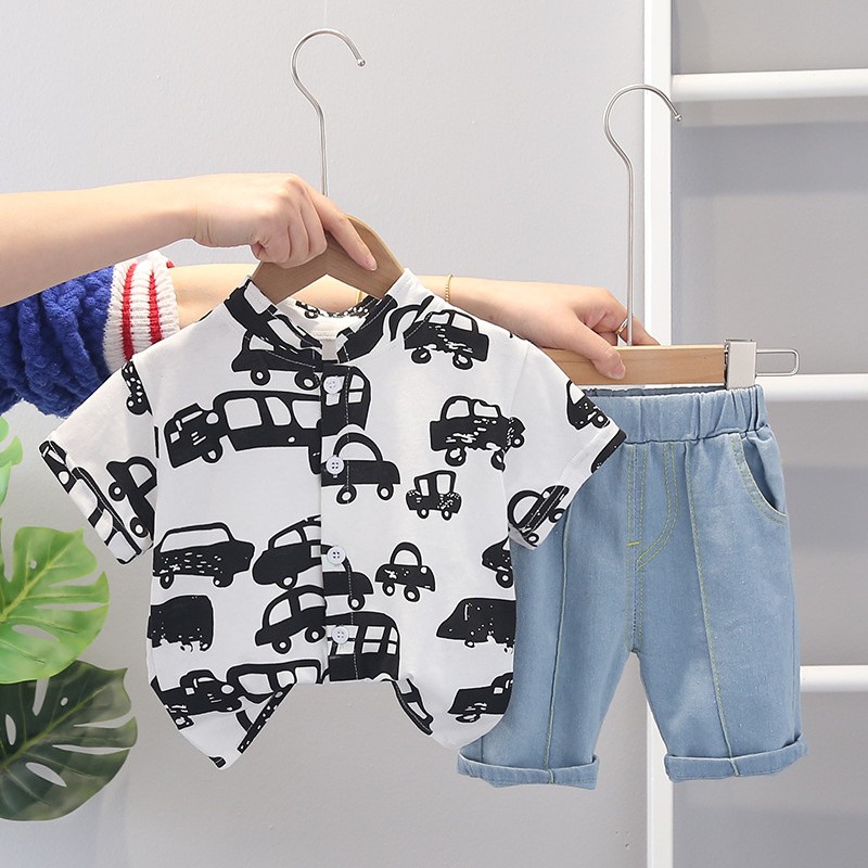 New Summer Baby Clothes Suit Children Boys Casual Cotton Shirt Pants 2 Pieces/Set Toddler Fashion Costume Infant Kids Tracksuits