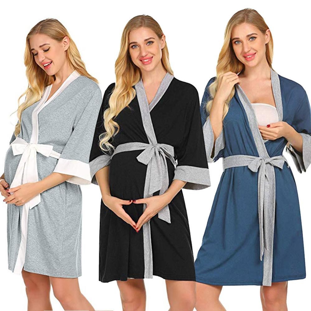 V-Neck Maternity Nightgown Women Clothes Nursing Nightgown Sleepwear Pajama Sleepwear Nightgown