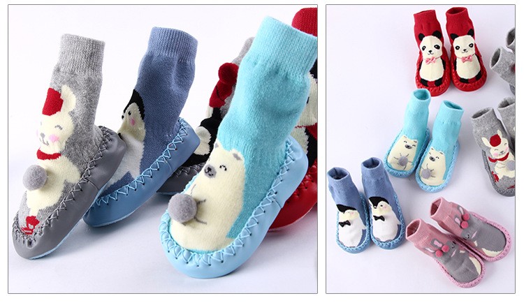 baby indoor sock shoes newborn baby socks winter thick terry cotton baby girl sock with rubber soles infant animal funny sock