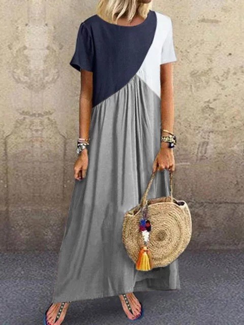 Pregnant Maternity Dress Pleated Patchwork Dress Women Short Sleeve Loose Casual Long Summer Dress Vestidos Elegant Clothes