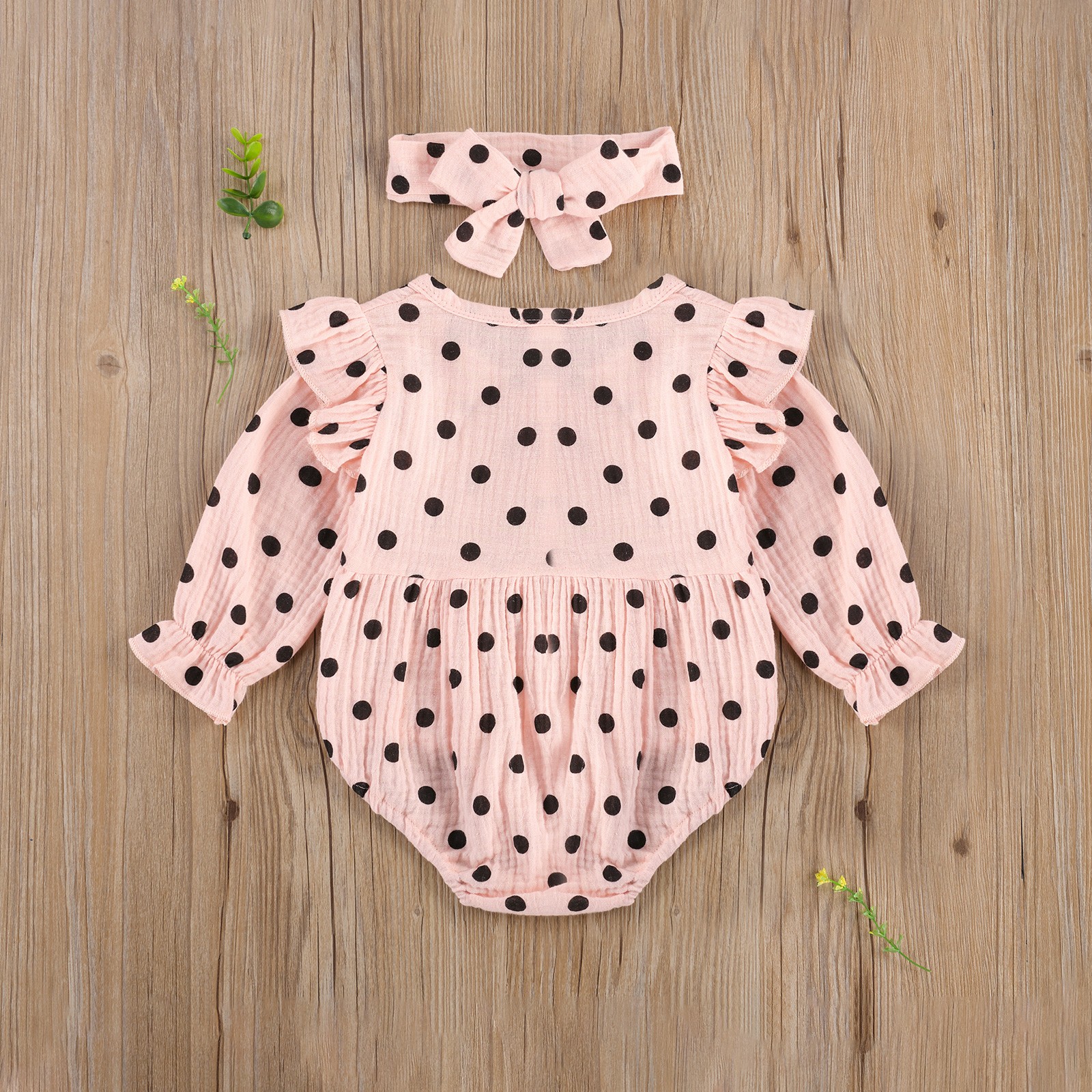 Ma & Baby- Baby Dotted Jumpsuit 0-24 Months Newborn Rompers Long Sleeve Cute Baby Clothes