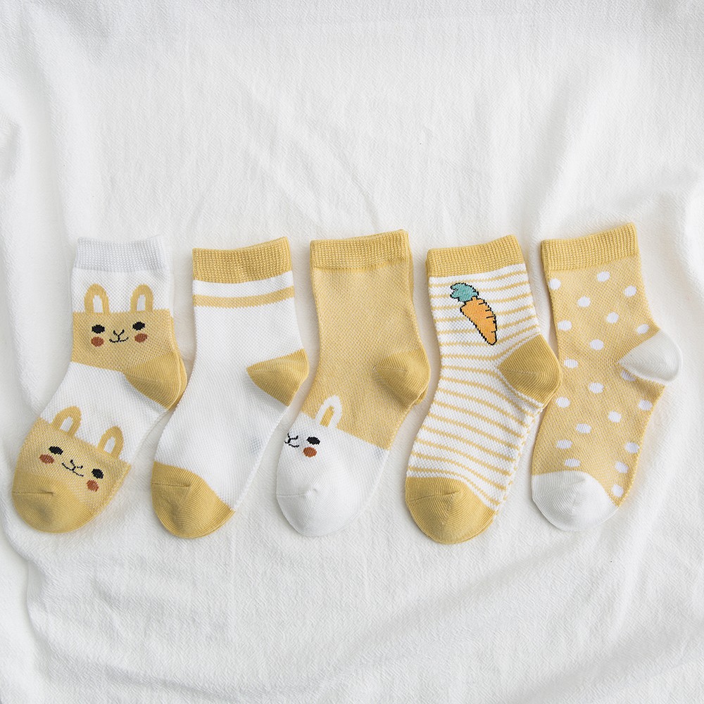 5Pairs/Lot 0-9Y Kids Socks Summer Cotton Cartoon Animal Kids Socks Carrot Girls Mesh Cute Newborn Boy Toddler Children Socks