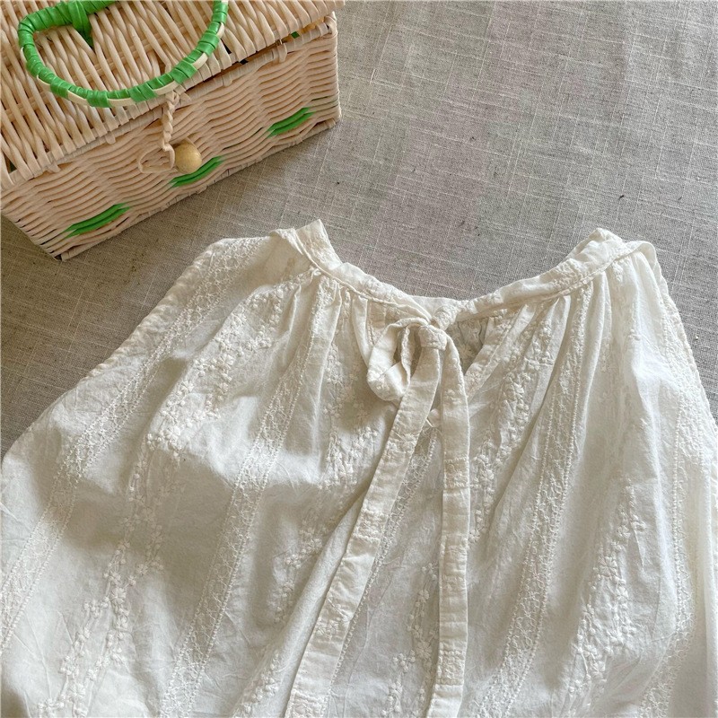 Deer Junmi 2022 Summer Girls Cotton Embroidery Dress Sleeveless Korean Style Dress Toddler Kids Beige Casual Dresses