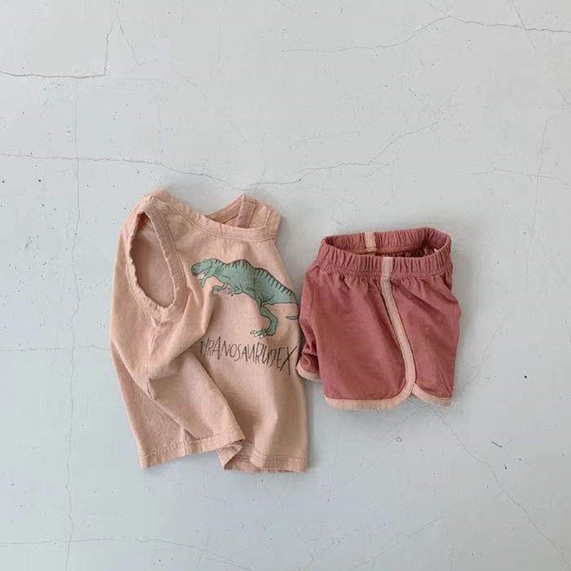 MILANCEL 2022 Summer Baby Clothes Set Toddler Vest T-shirt and Pants 2pcs Baby Suit Dinosaur Print Boys Clothes