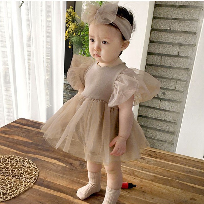 MILANCEL 2022 summer baby bodysuits baby girls one piece infant lace bodysuit dress with headbands