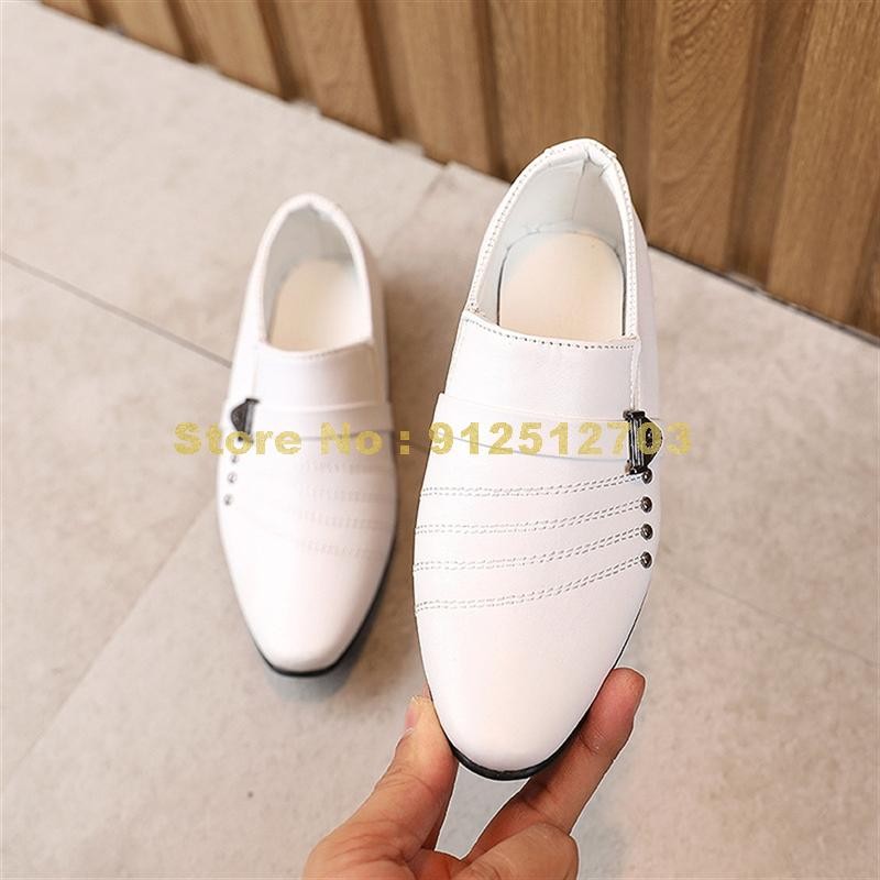 Autumn boys leather solid color soft bottom kids performance fashion rivet boys dress shoes