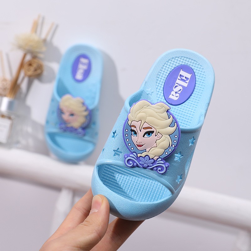 Disney Summer New Frozen Princess Slippers Non-slip Home Indoor Boys Mickey Mouse Cute Princess Off-Beach Shoes