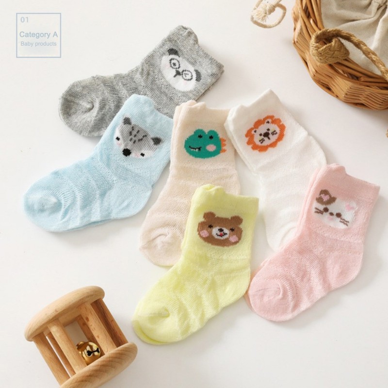 1 Pairs Infant Thin Mesh Sock Cute Cartoon Newborn Baby Socks Short Tube Boys Girls Baby Socks Floor Socks Kids Sock